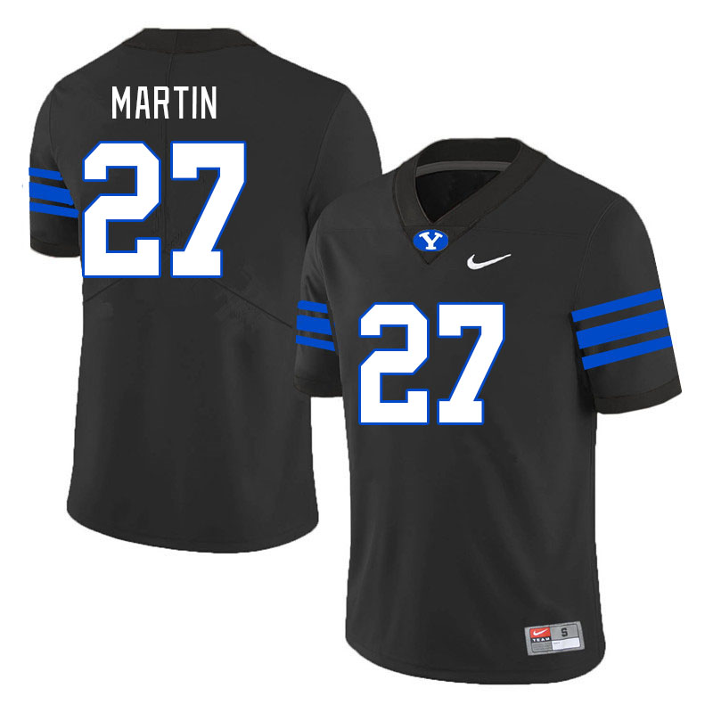 Men #27 LJ Martin BYU Cougars College Football Jerseys Stitched Sale-Black